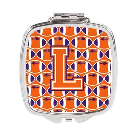 CAROLINES TREASURES Letter L Football Orange, White and Regalia Compact Mirror CJ1072-LSCM